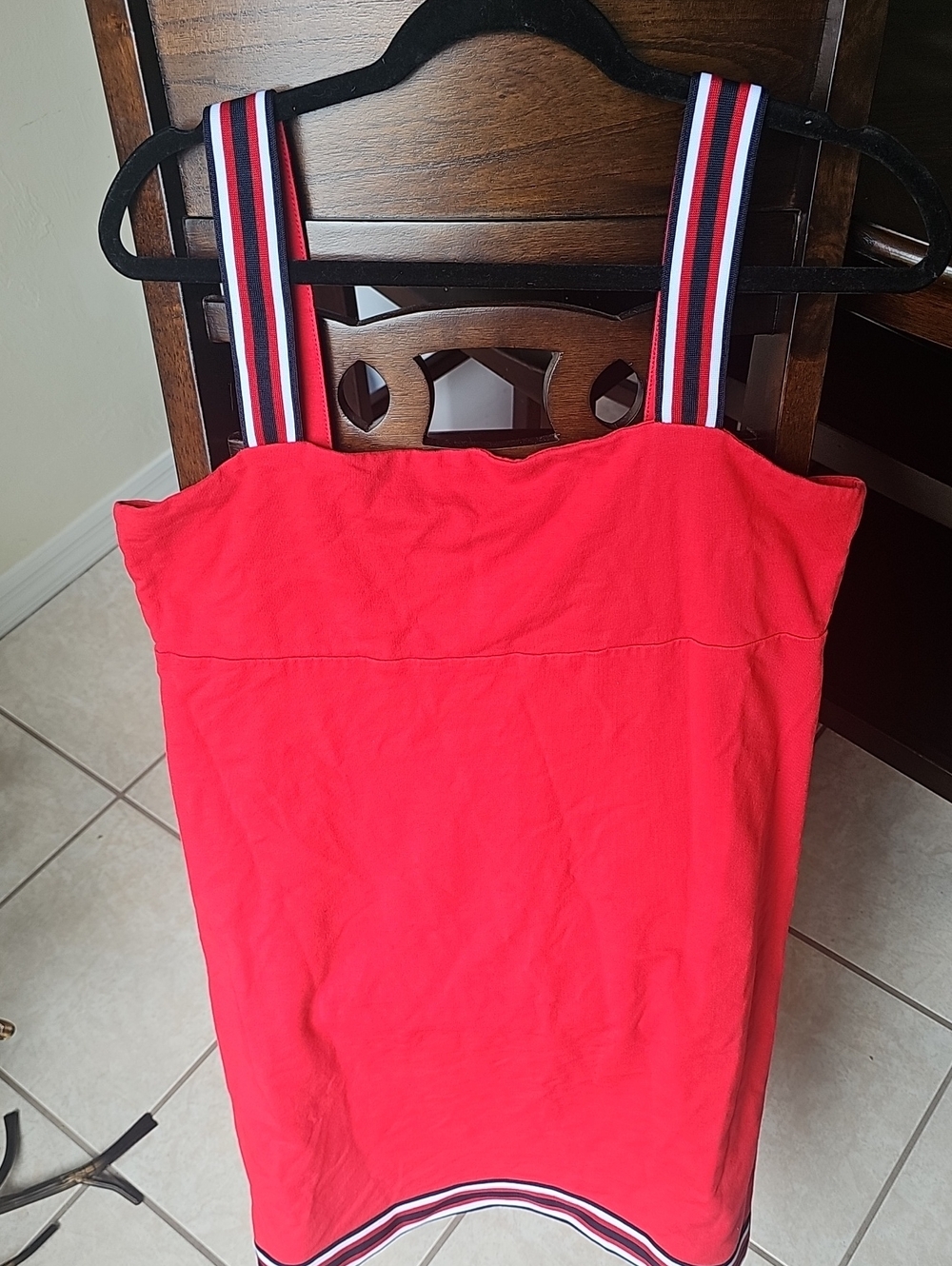 Tommy Hilfiger Red Dress with Striped Navy & White Straps